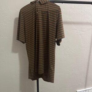 Striped Good Good Golf Men's Polo Shirt - Brown and Orange